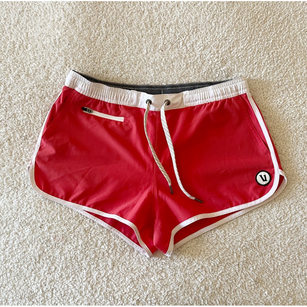 Vuori Tavi Melon Red Drawstring Unlined 2.5" Athletic Gym Shorts